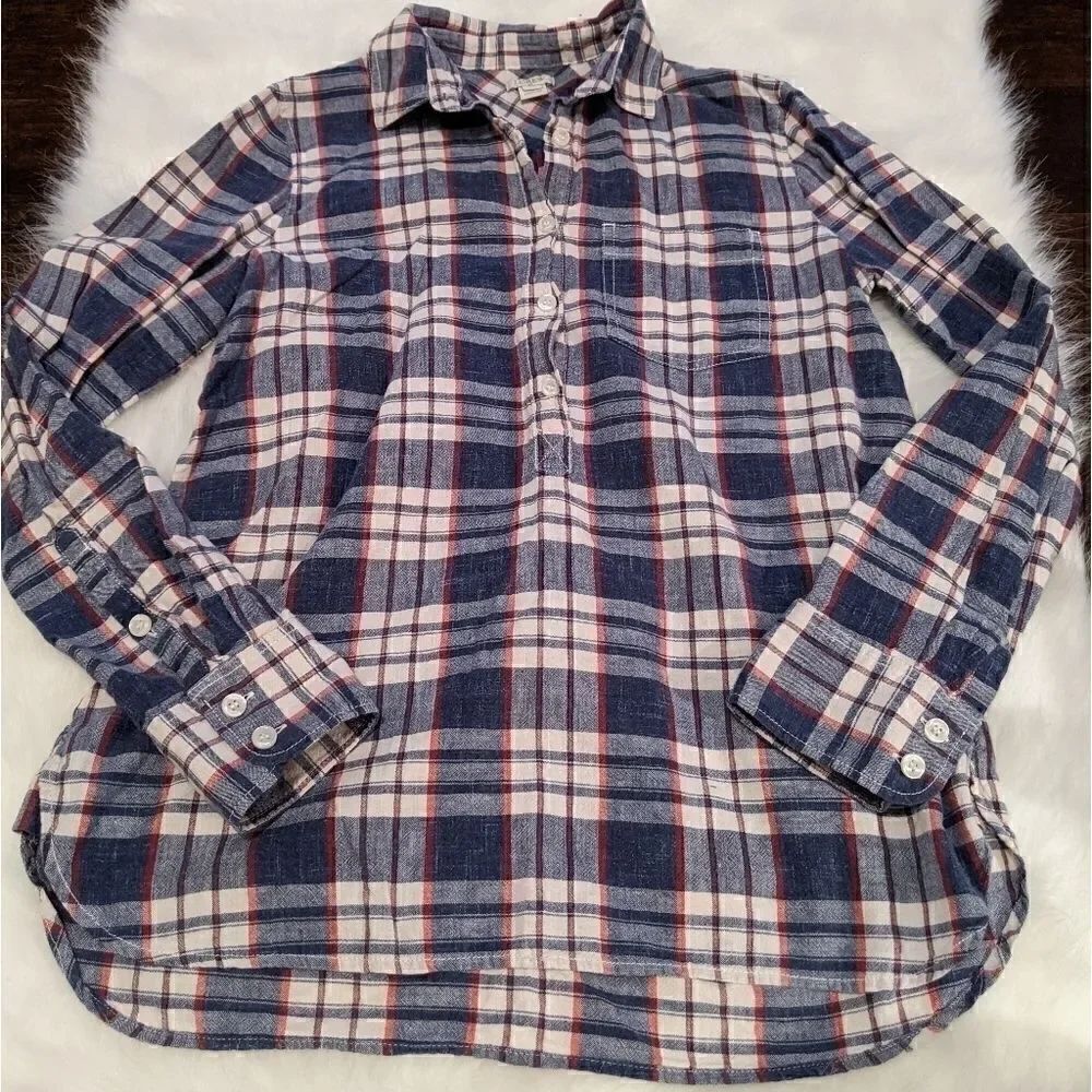 J. Crew Factory Homespun plaid Popover C8263 XS